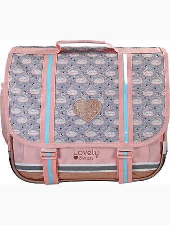 Cartella scuola 38 cm 2 scomparti KIP Lovely Swan rosa
