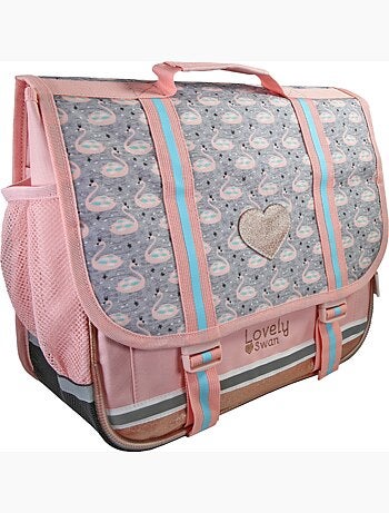 Cartella scuola 38 cm 2 scomparti KIP Lovely Swan rosa