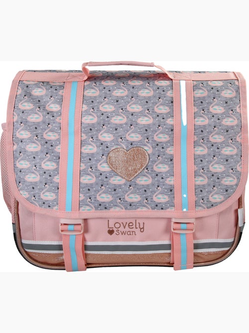 Cartella scuola 38 cm 2 scomparti KIP Lovely Swan rosa - Kiabi