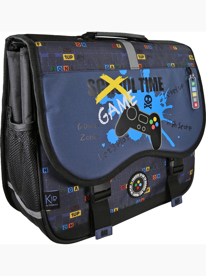 Cartella scuola 38 cm 2 scomparti KIP School Time blu nero Blu marino - Kiabi
