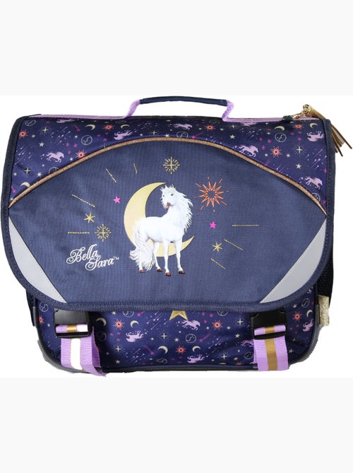 Cartella scuola bambina 38 cm 2 scomparti BELLA SARA Celeste blu notte - Kiabi