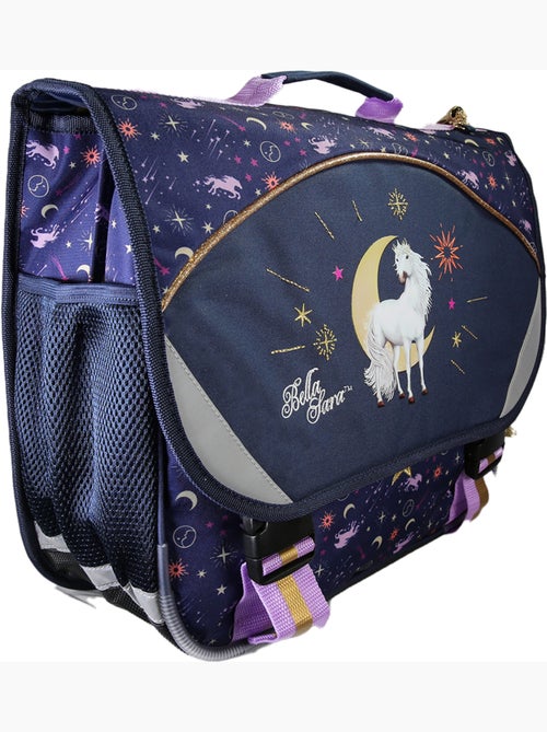 Cartella scuola bambina 38 cm 2 scomparti BELLA SARA Celeste blu notte - Kiabi