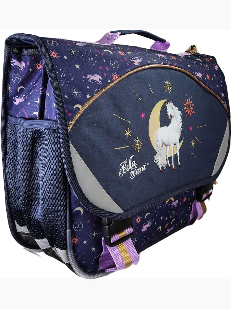 Cartella scuola bambina 38 cm 2 scomparti BELLA SARA Celeste blu notte Blu notte - Kiabi
