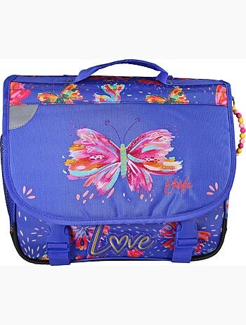 Cartella scuola bambina 38 cm 2 scomparti ETTAVEE Fly With Me blu viola farfalla