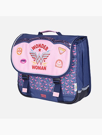 Cartella scuola bambina 38 cm 2 scomparti WONDER WOMAN blu rosa