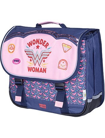 Cartella scuola bambina 38 cm 2 scomparti WONDER WOMAN blu rosa