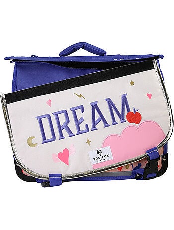 Cartella scuola bambina 38 cm reversibile 2 scomparti POL FOX Dream rosa motivo gatto e cuore