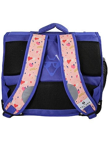 Cartella scuola bambina 38 cm reversibile 2 scomparti POL FOX Dream rosa motivo gatto e cuore