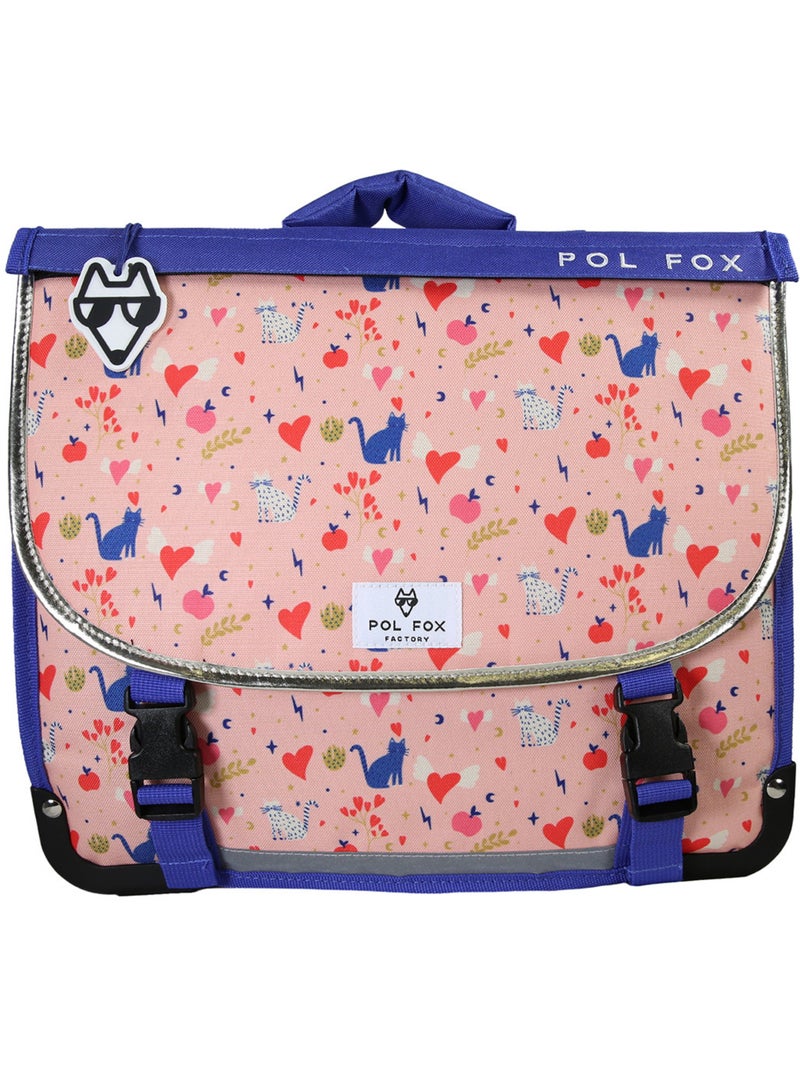 Cartella scuola bambina 38 cm reversibile 2 scomparti POL FOX Dream rosa motivo gatto e cuore Rosa - Kiabi