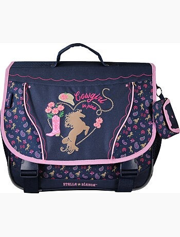 Cartella scuola bambina 38 cm STALLA BIANCA Cow Girl blu