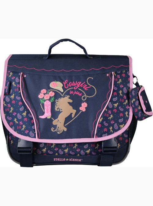 Cartella scuola bambina 38 cm STALLA BIANCA Cow Girl blu - Kiabi