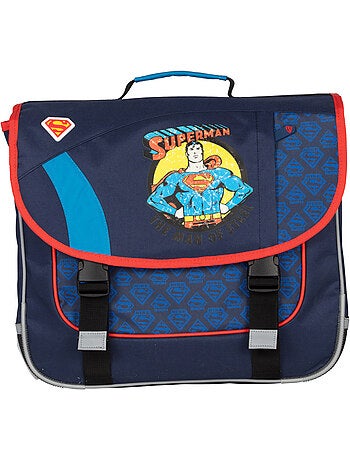 Cartella scuola bambino 38 cm 2 scomparti SUPERMAN blu rosso