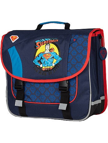 Cartella scuola bambino 38 cm 2 scomparti SUPERMAN blu rosso