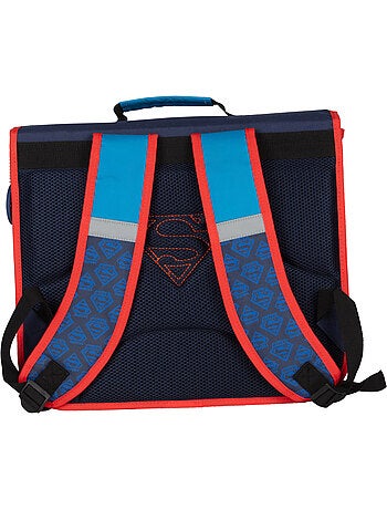 Cartella scuola bambino 38 cm 2 scomparti SUPERMAN blu rosso