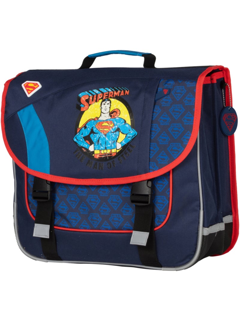 Cartella scuola bambino 38 cm 2 scomparti SUPERMAN blu rosso Blu marino - Kiabi