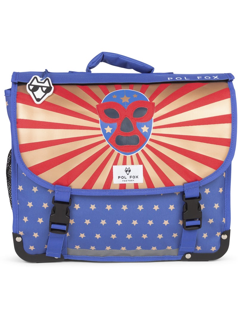 Cartella scuola bambino 38 cm reversibile 2 scomparti POL FOX Catch blu motivo wrestling Blu - Kiabi
