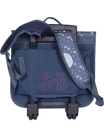 Cartella scuola con ruote bambina 38 cm STALLA BIANCA Western blu