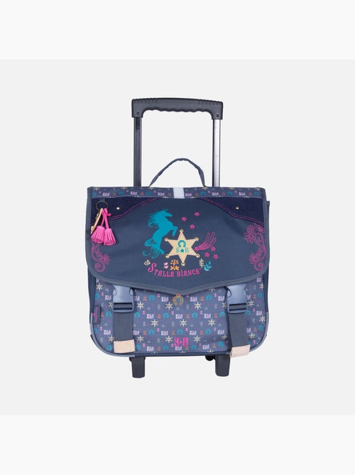 Cartella scuola con ruote bambina 38 cm STALLA BIANCA Western blu - Kiabi