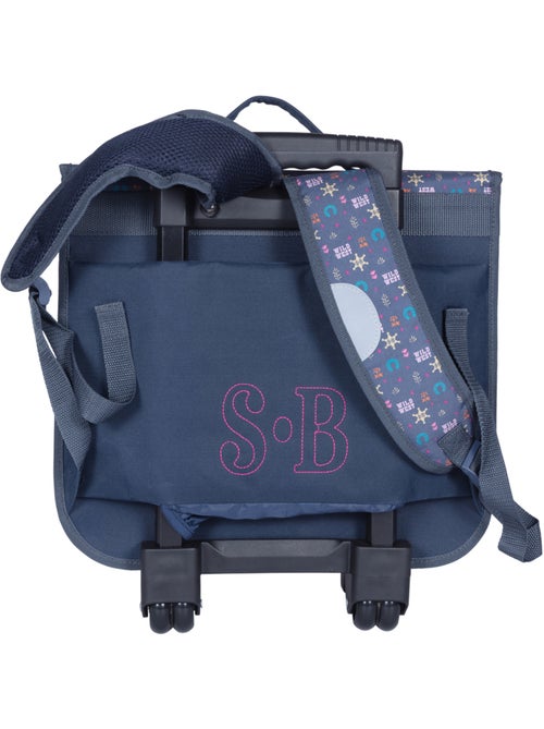 Cartella scuola con ruote bambina 38 cm STALLA BIANCA Western blu - Kiabi