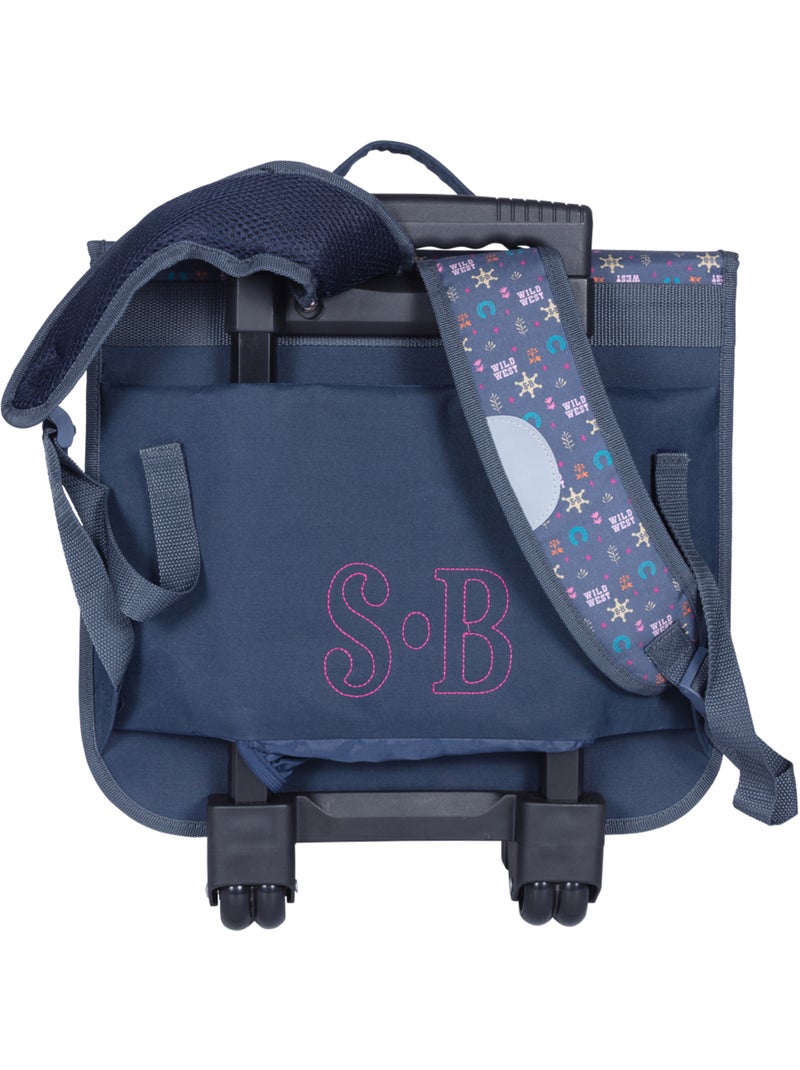 Cartella scuola con ruote bambina 38 cm STALLA BIANCA Western blu Blu - Kiabi