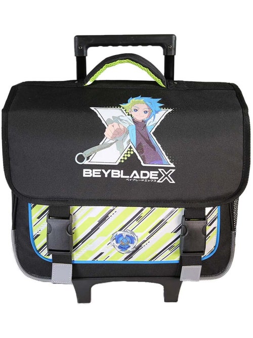 Cartella scuola con ruote bambino 38 cm 2 scomparti BEYBLADE X nero verde - Kiabi