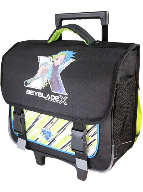 Cartella scuola con ruote bambino 38 cm 2 scomparti BEYBLADE X nero verde - Kiabi