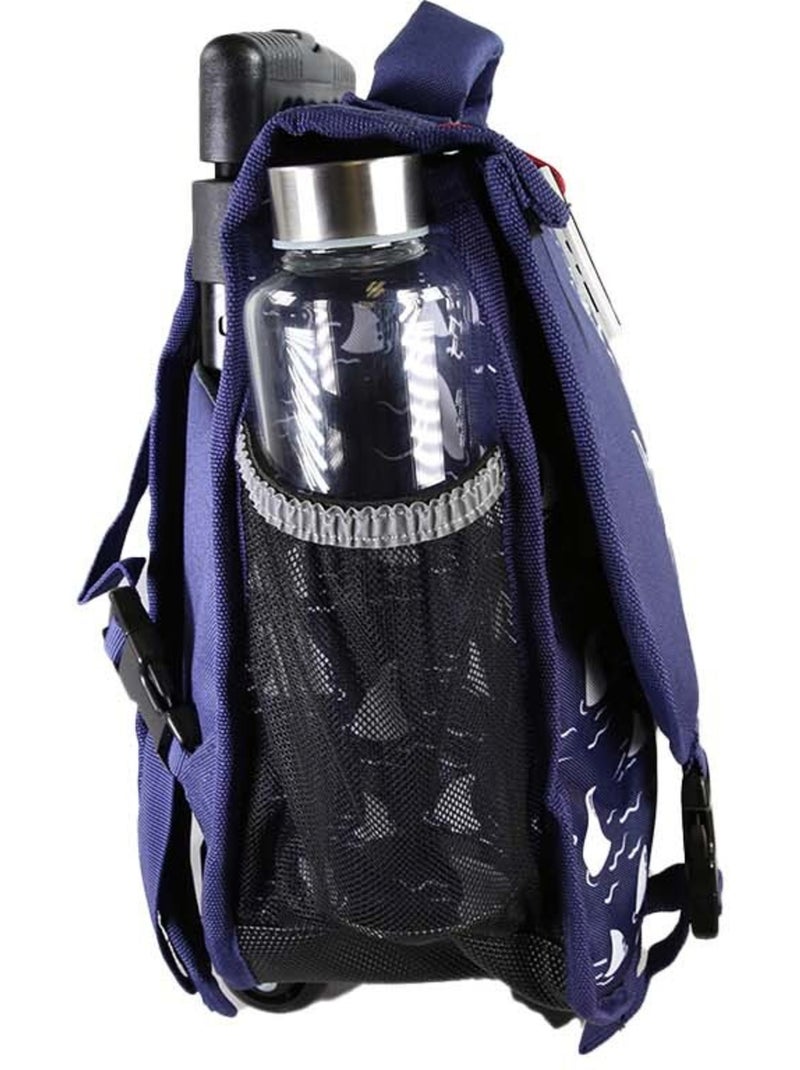 Cartella scuola con ruote bambino 38 cm reversibile 2 scomparti POL FOX Shark blu navy motivo squalo Blu marino - Kiabi