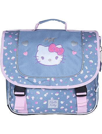 Cartella scuola primaria 38 cm 2 scomparti HELLO KITTY Delicate Flowers blu rosa