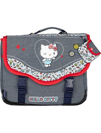 Cartella scuola primaria 38 cm 2 scomparti HELLO KITTY Kiss Kiss grigio rosso