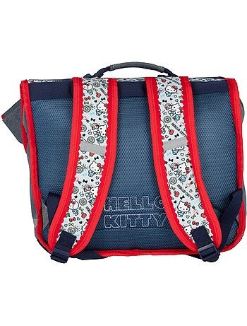 Cartella scuola primaria 38 cm 2 scomparti HELLO KITTY Kiss Kiss grigio rosso