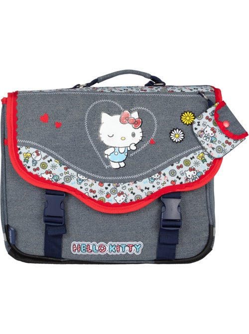 Cartella scuola primaria 38 cm 2 scomparti HELLO KITTY Kiss Kiss grigio rosso - Kiabi