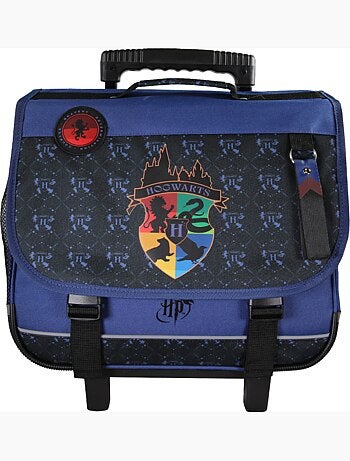 Cartella scuola primaria con ruote 38 cm 2 scomparti HARRY POTTER blu nero