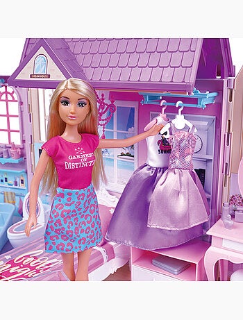 Casa delle bambole con bambola di 30 cm e più di 60 accessori isabella