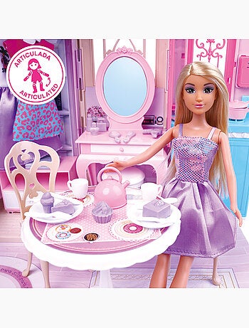 Casa delle bambole con bambola di 30 cm e più di 60 accessori isabella