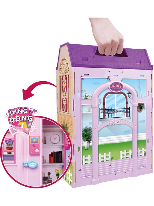 Casa delle bambole con bambola di 30 cm e più di 60 accessori isabella - Kiabi