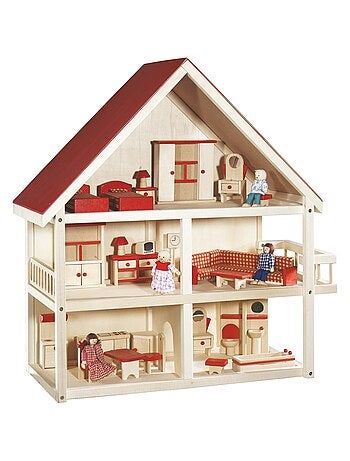 ROBA Casa delle bambole + mobili e bambole – legno naturale