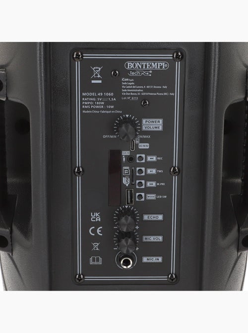 Cassa karaoke wireless 180w con 1 microfono bontempi - Kiabi