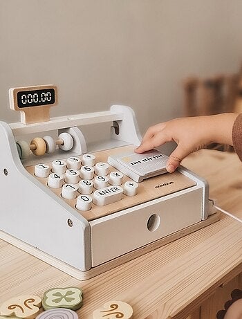 Cassa registratrice legno con scanner e accessori Mamabrum