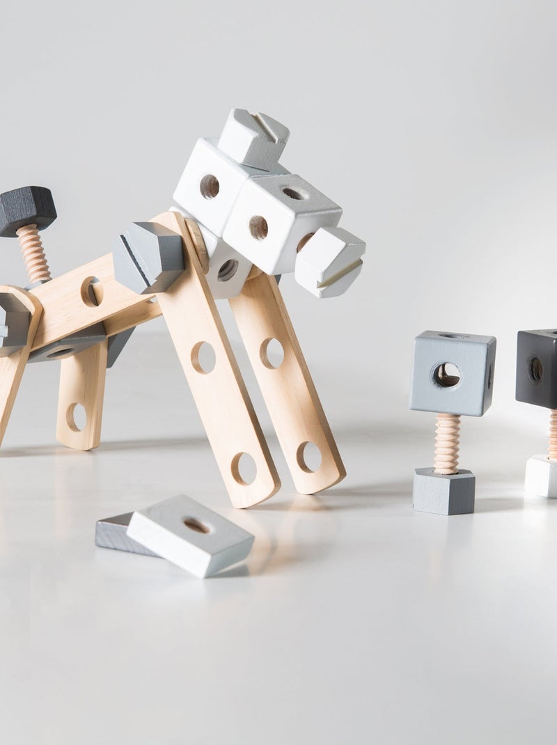 Cassetta degli attrezzi in legno per bambini – 46 pezzi – "Roba" Grigio beige Bianco - Kiabi