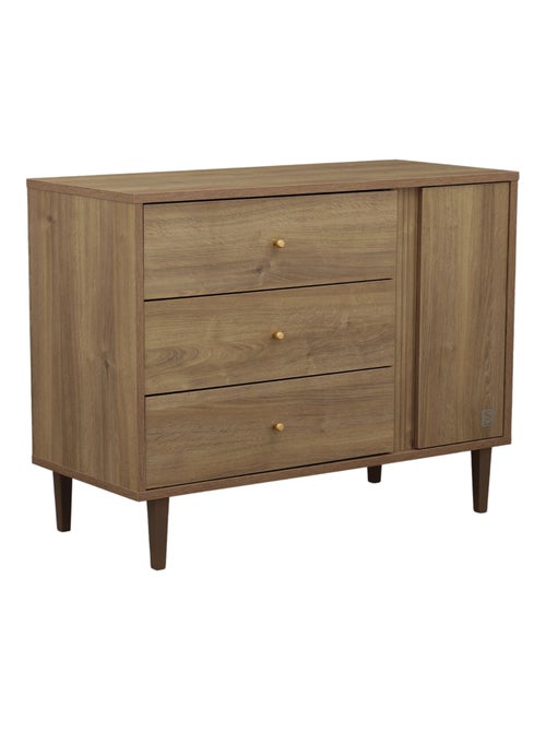 Cassettiera a 3 cassetti e 1 anta con dettaglio effetto legno testurizzato e gambe in - SAUTHON - Kiabi