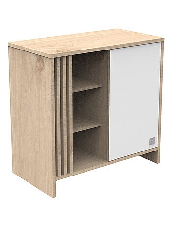 Cassettiera colorata a 1 anta con 3 nicchie e cleristorio in legno in decoro rovere - SAUTHON