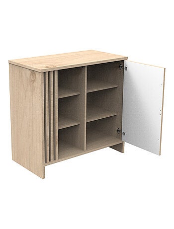 Cassettiera colorata a 1 anta con 3 nicchie e cleristorio in legno in decoro rovere - SAUTHON
