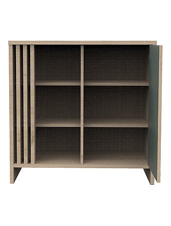 Cassettiera colorata a 1 anta con 3 nicchie e cleristorio in legno in decoro rovere - SAUTHON