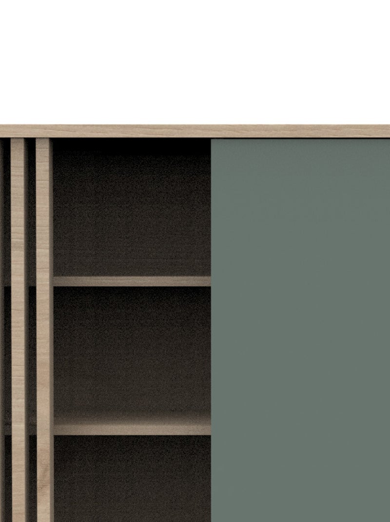 Cassettiera colorata a 1 anta con 3 nicchie e cleristorio in legno in decoro rovere - SAUTHON Verde - Kiabi