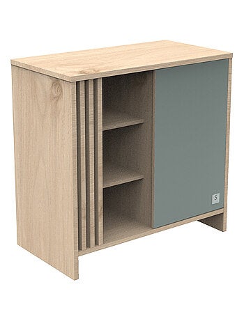 Cassettiera colorata a 1 anta con 3 nicchie e cleristorio in legno in decoro rovere - SAUTHON