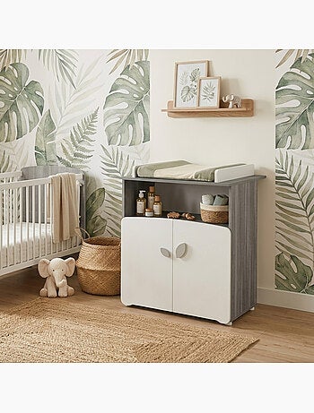 Cassettiera coprifasciatoio a 2 ante in legno grigio - BABYPRICE