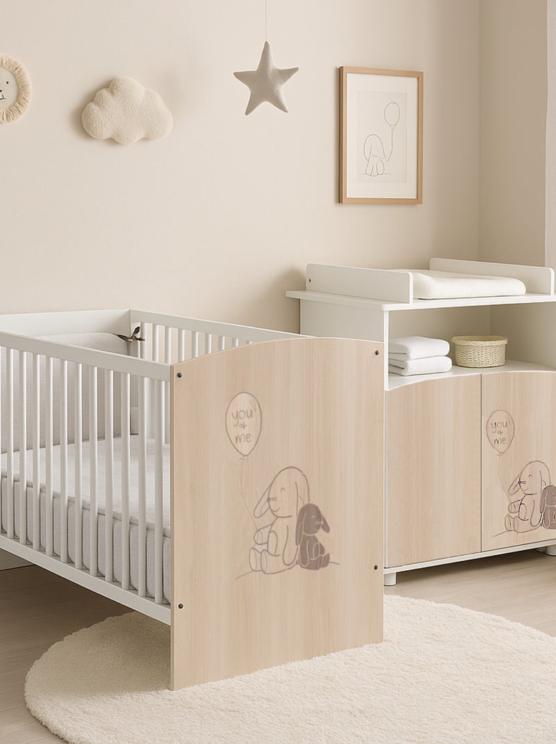Cassettiera fasciatoio a 2 ante e 1 nicchia con finitura effetto - BABYPRICE Beige - Kiabi