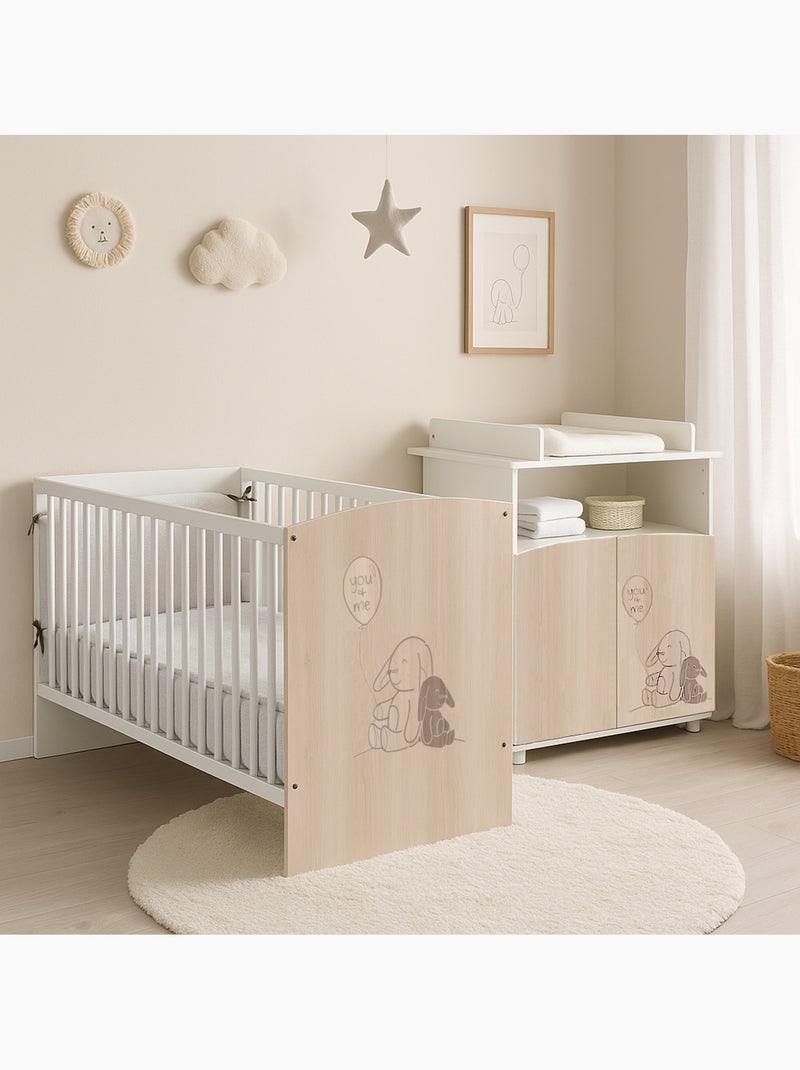 Cassettiera fasciatoio a 2 ante e 1 nicchia con finitura effetto - BABYPRICE Beige - Kiabi