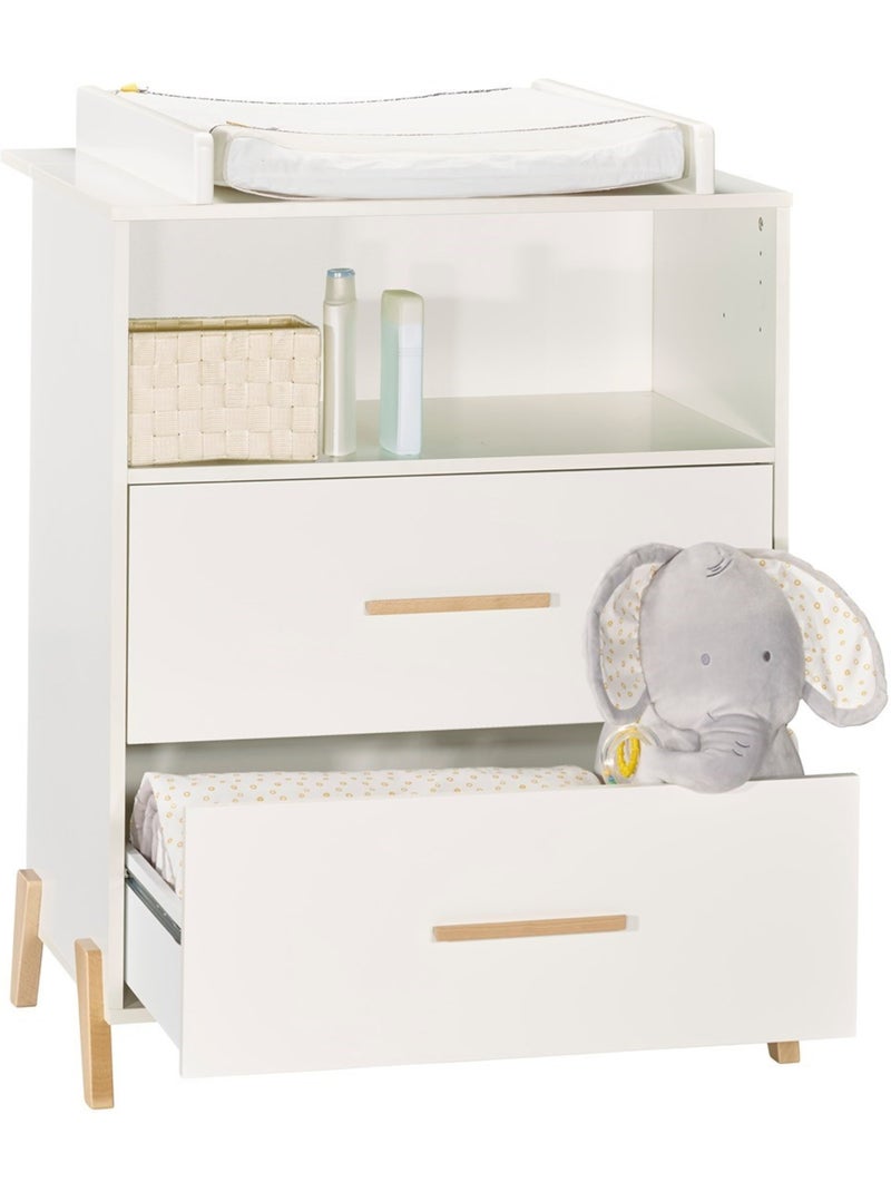 Cassettiera su gambe in legno - BABYPRICE Bianco Marrone - Kiabi