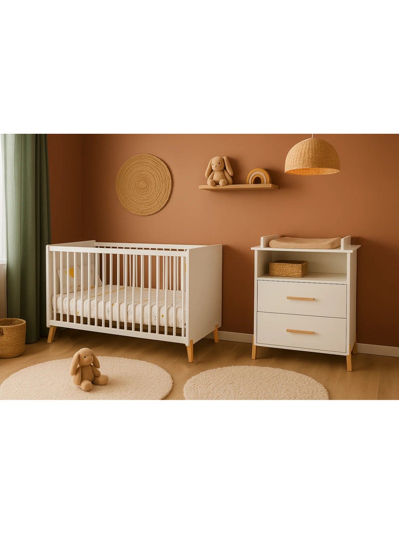 Cassettiera su gambe in legno - BABYPRICE Bianco Marrone - Kiabi